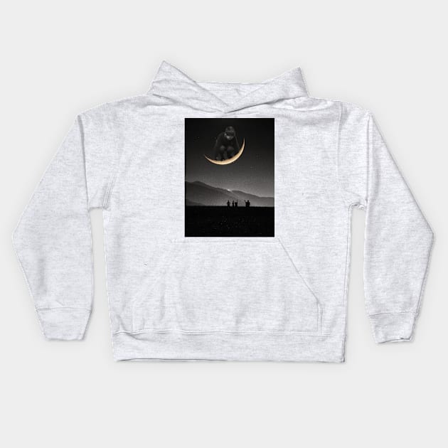 Ride on the moon Kids Hoodie by Ali del sogno